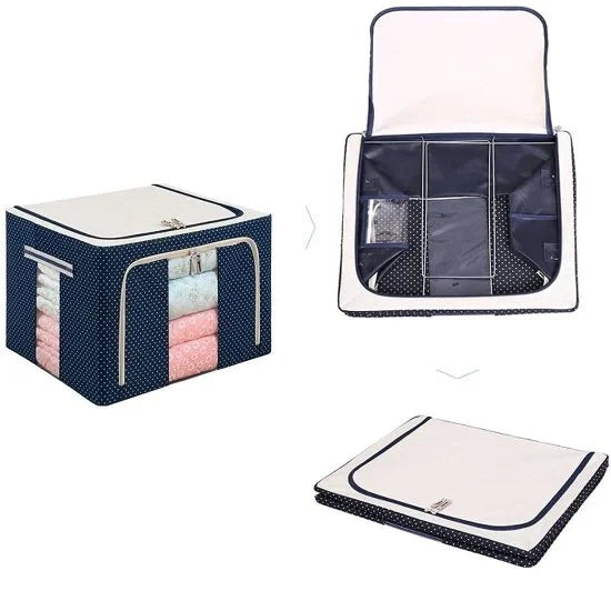 66 Liter Foldable Storage Bag with Steel Frame – Travel & Home Organizer