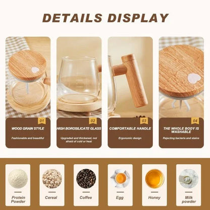 Self Stirring Mixing Cup Glass Mug 500ml – Kitchenware