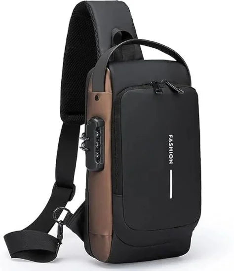Brown Waterproof Sling Cross Backpack – Travel & Daily Use Bag