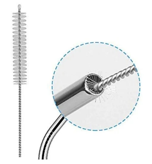 Reusable Stainless Steel Drinking Straws (Set of 4/6/8 with Cleaner Brush)