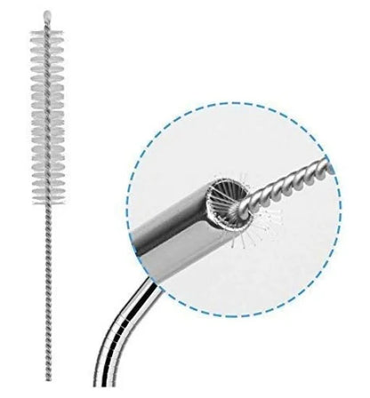 Reusable Stainless Steel Drinking Straws (Set of 4/6/8 with Cleaner Brush)