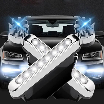 Charkee 2Pcs Car Wind Powered Decorative Daytime Running LED Lights | Auto-On Spinning LED Wheel Light | Waterproof Outdoor Car