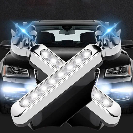 Charkee 2Pcs Car Wind Powered Decorative Daytime Running LED Lights | Auto-On Spinning LED Wheel Light | Waterproof Outdoor Car