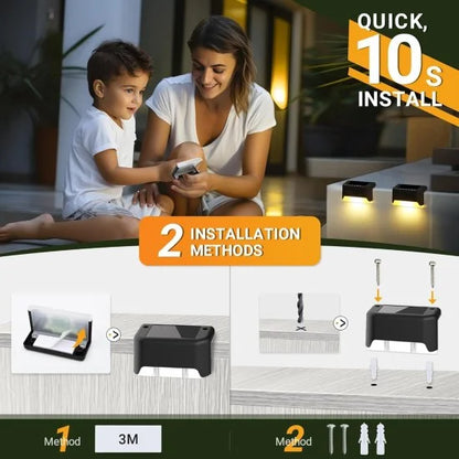 Charkee 4 Pcs Solar Step Light Outdoor | Waterproof LED Stair Light for Garden, Pathway, Fence, Deck, Yard & Home Improvement