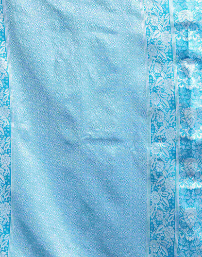 Sky Blue Soft Lichi Jacquard Saree
