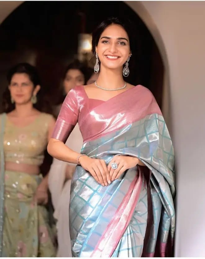 Pastel Soft Lichi Jacquard Saree