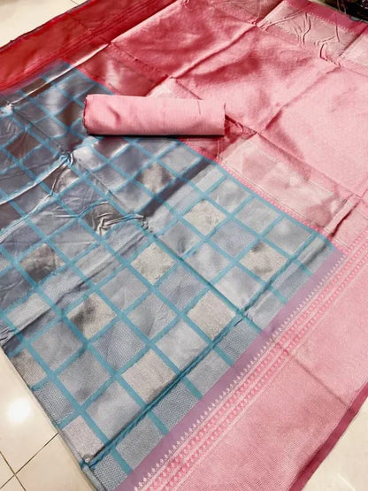 Pastel Soft Lichi Jacquard Saree