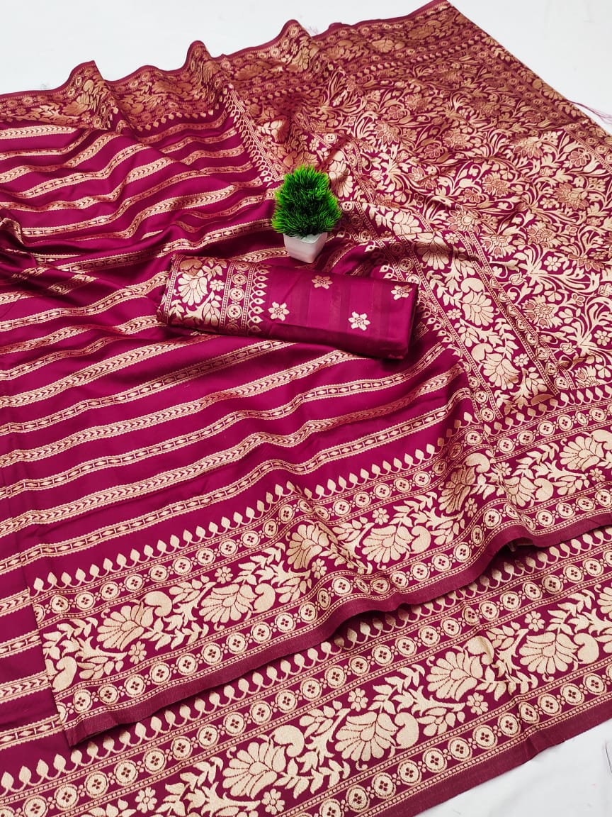 Pink Soft Lichi Zari Saree