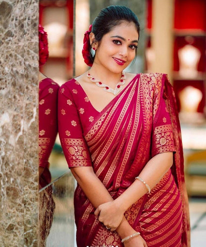 Pink Soft Lichi Zari Saree