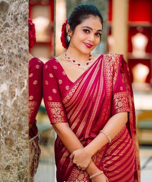 Pink Soft Lichi Zari Saree