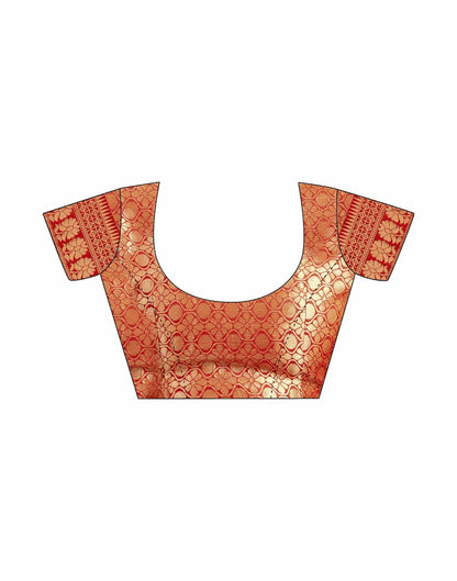 Soft Lichi Silk Saree – Red Zari Work
