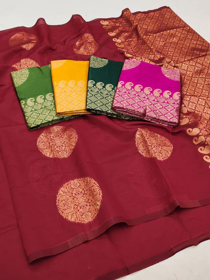Maroon Soft Lichi Jacquard Saree