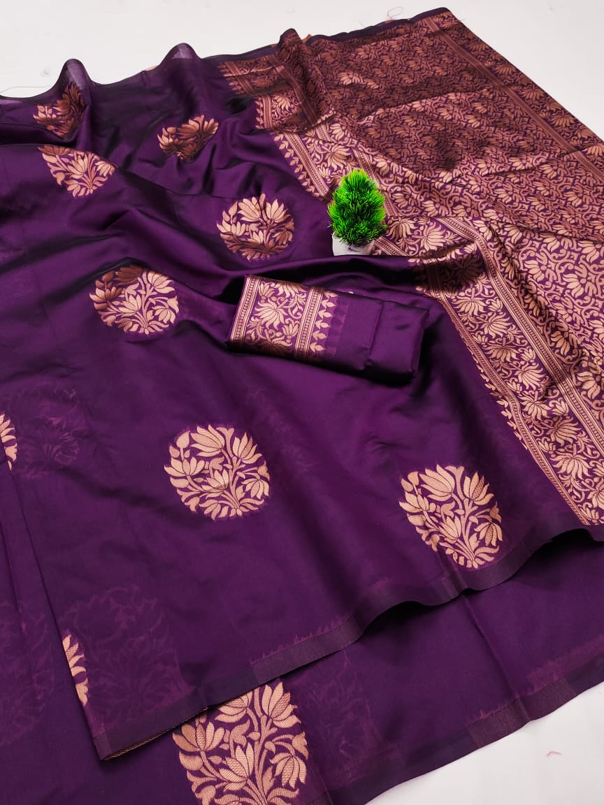 Purple Soft Lichi Jacquard Saree