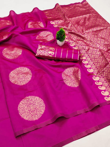 Pink Soft Lichi Jacquard Saree