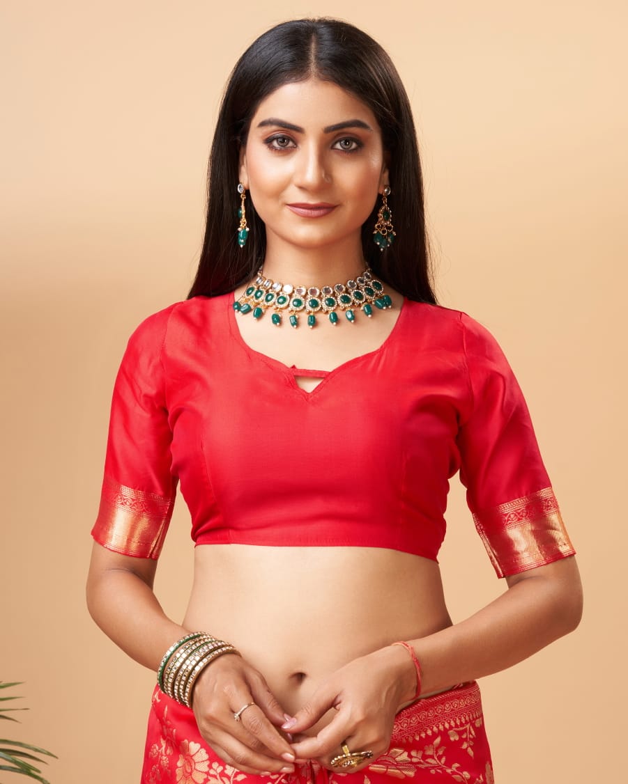 Red Soft Lichi Jacquard Saree