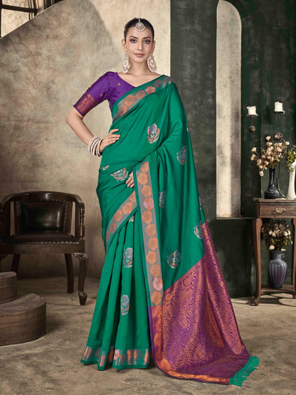 Premium Soft Lichi Silk Saree with Heavy Zari Pallu