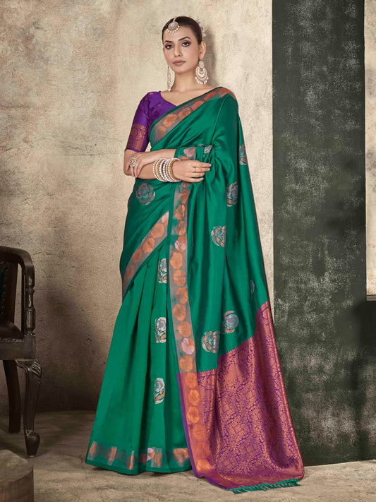 Premium Soft Lichi Silk Saree with Heavy Zari Pallu