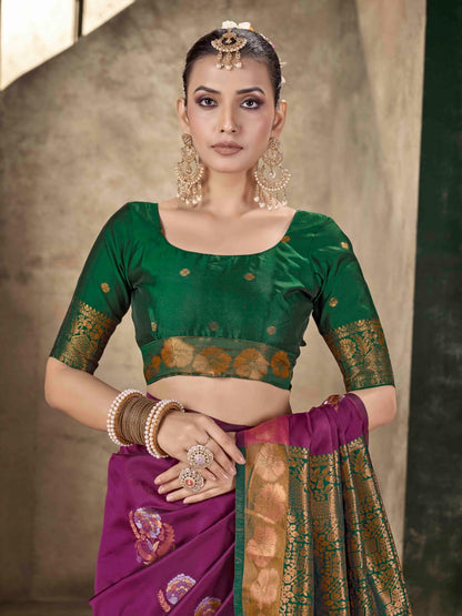 Premium Soft Lichi Silk Banarasi Jacquard Saree