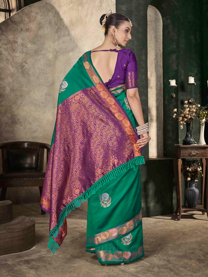 Premium Soft Lichi Silk Saree with Heavy Zari Pallu