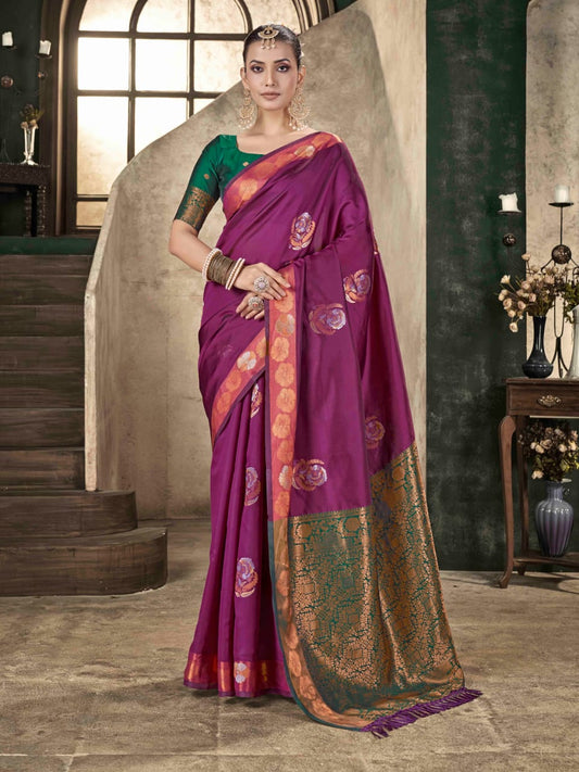 Premium Soft Lichi Silk Banarasi Jacquard Saree