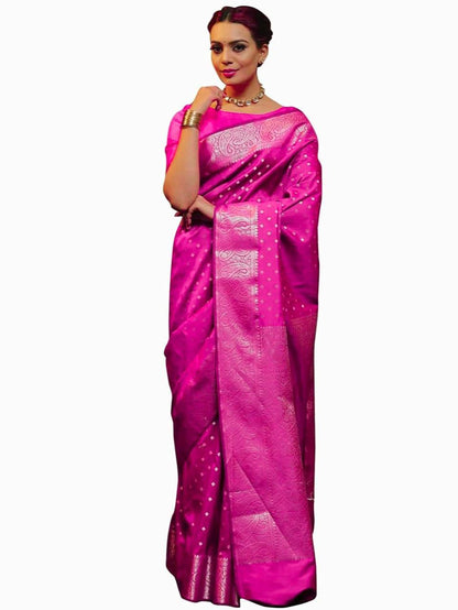 Pink Soft Lichi Jacquard Saree