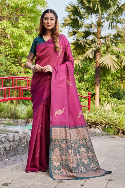 Premium Wine Purple Lichi Silk Saree