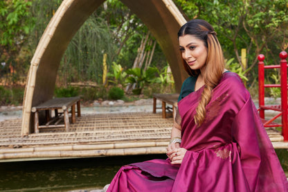 Premium Wine Purple Lichi Silk Saree