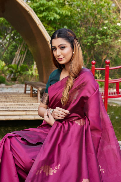 Premium Wine Purple Lichi Silk Saree