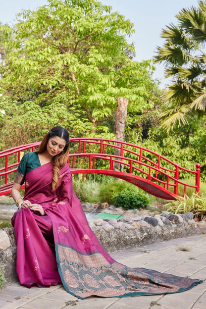 Premium Wine Purple Lichi Silk Saree