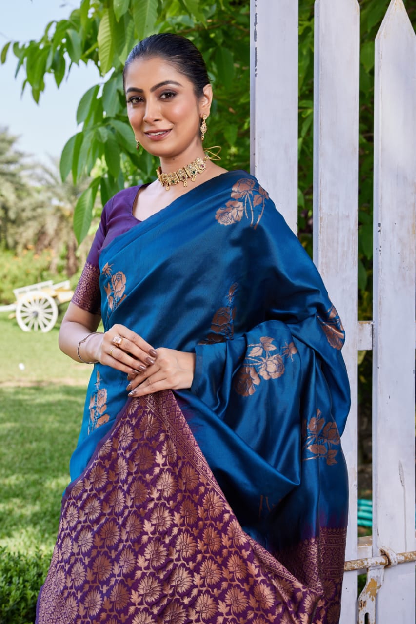 Elegant Soft Lichi Silk Saree with Rich Jacquard Pallu