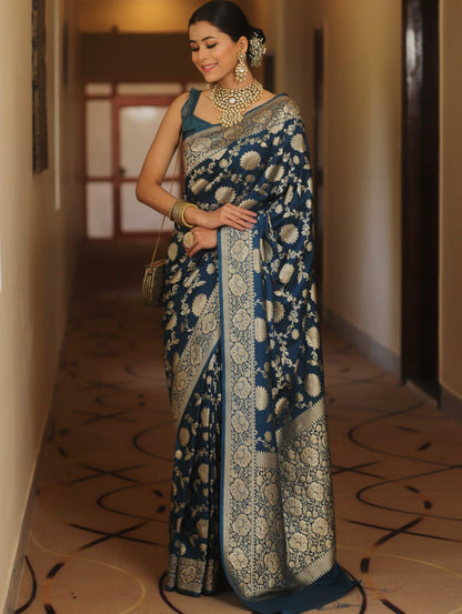 Soft Lichi Blue Jacquard Saree
