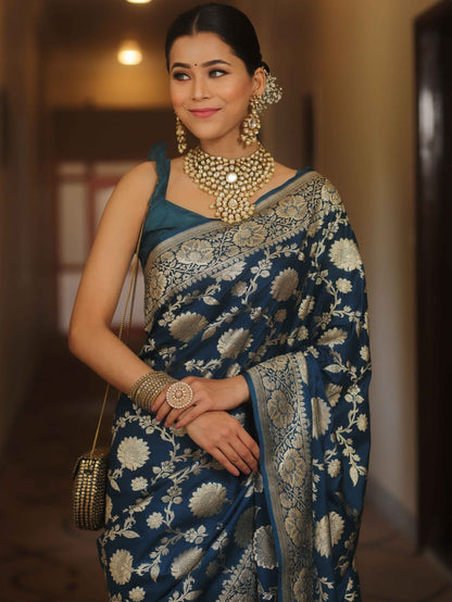 Soft Lichi Blue Jacquard Saree