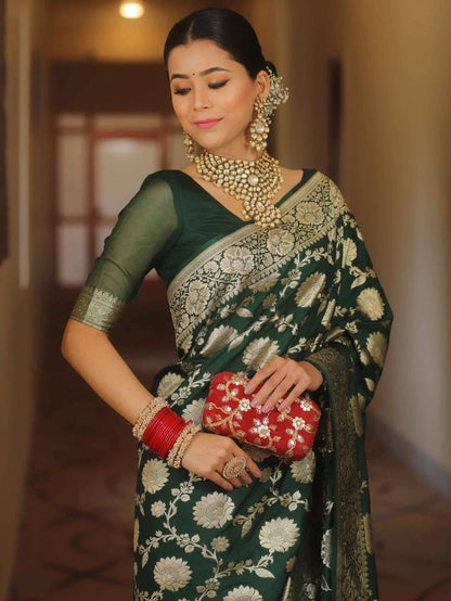 Soft Lichi Green Jacquard Saree