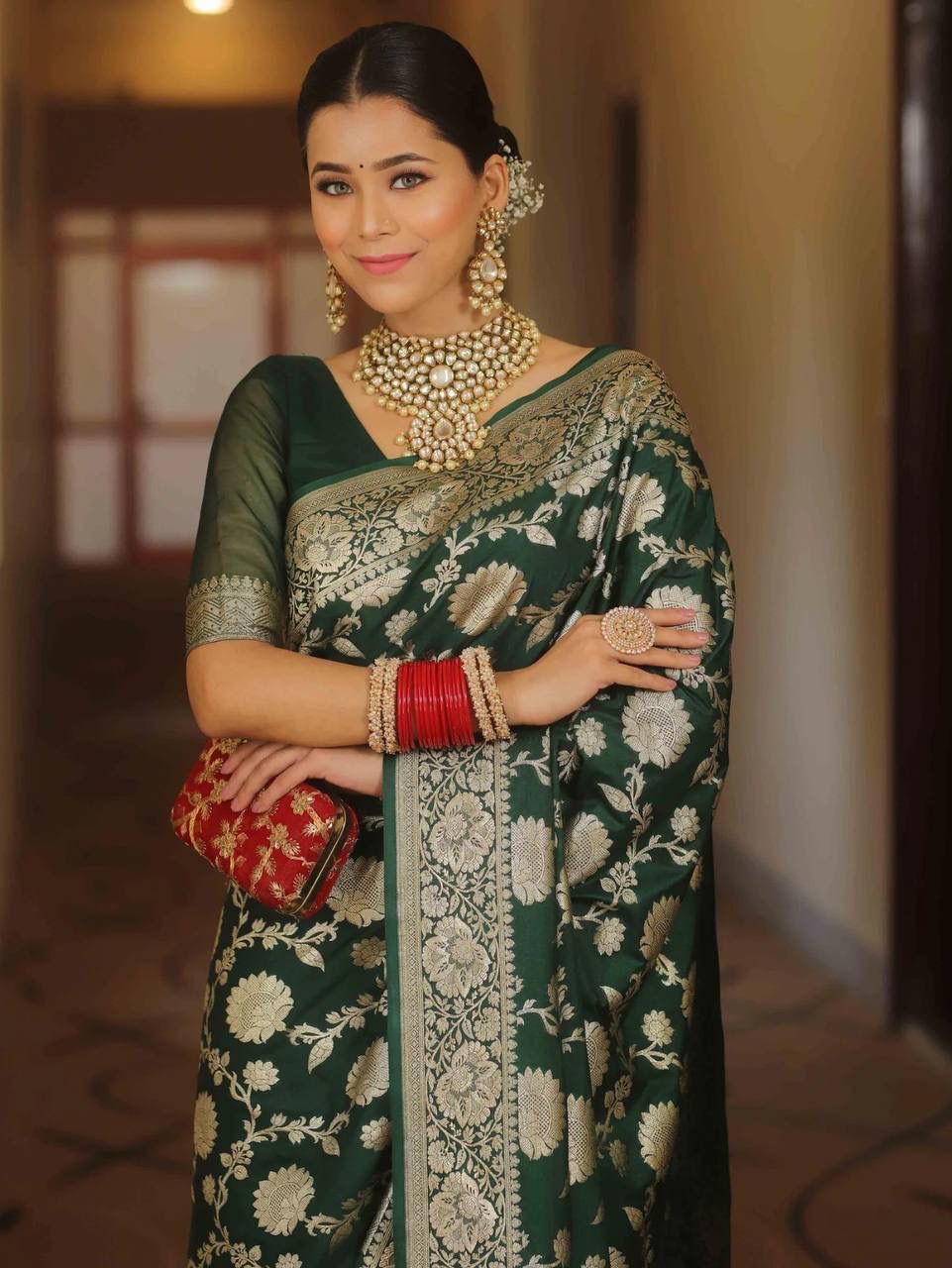 Soft Lichi Green Jacquard Saree