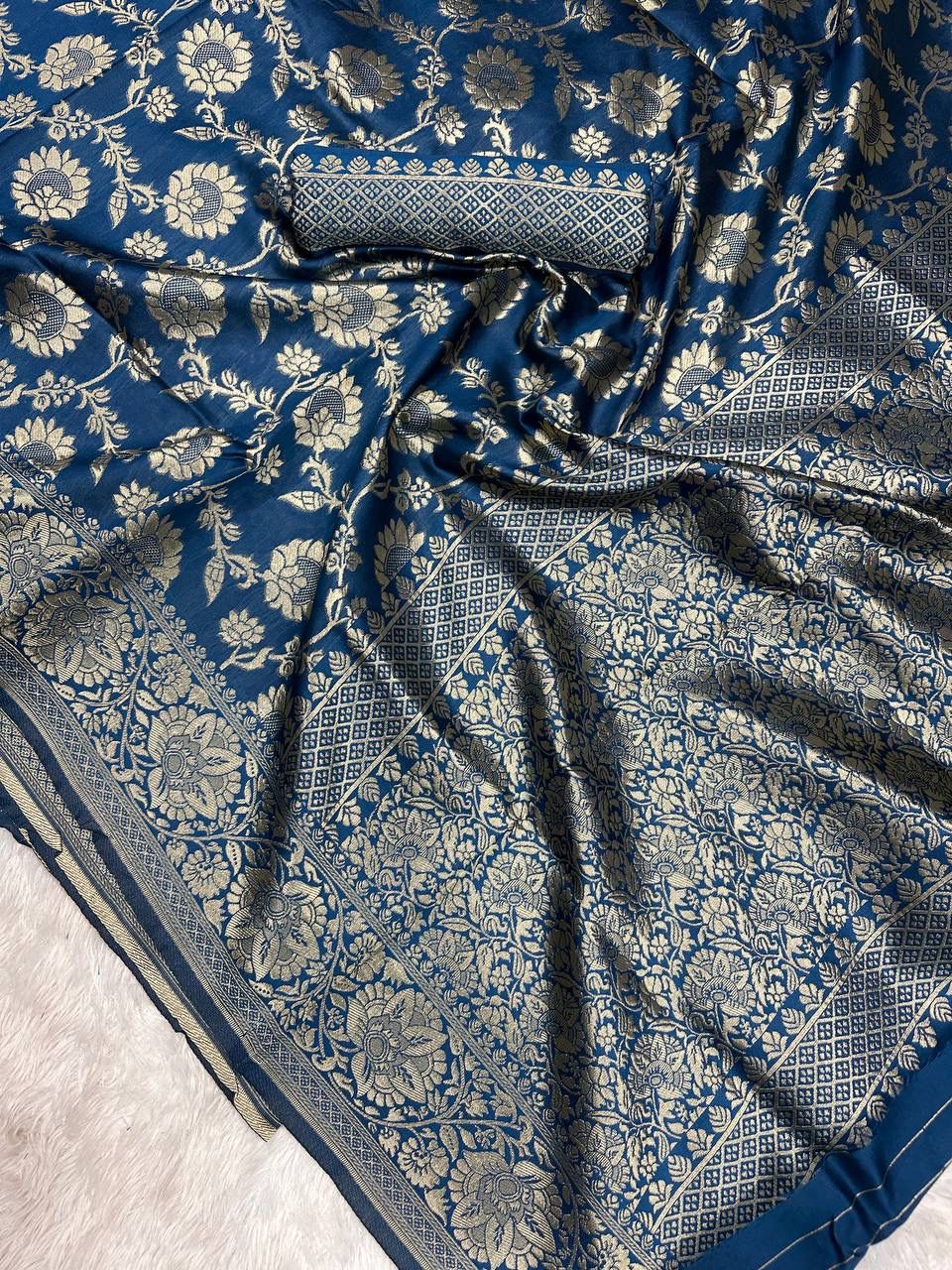 Soft Lichi Blue Jacquard Saree