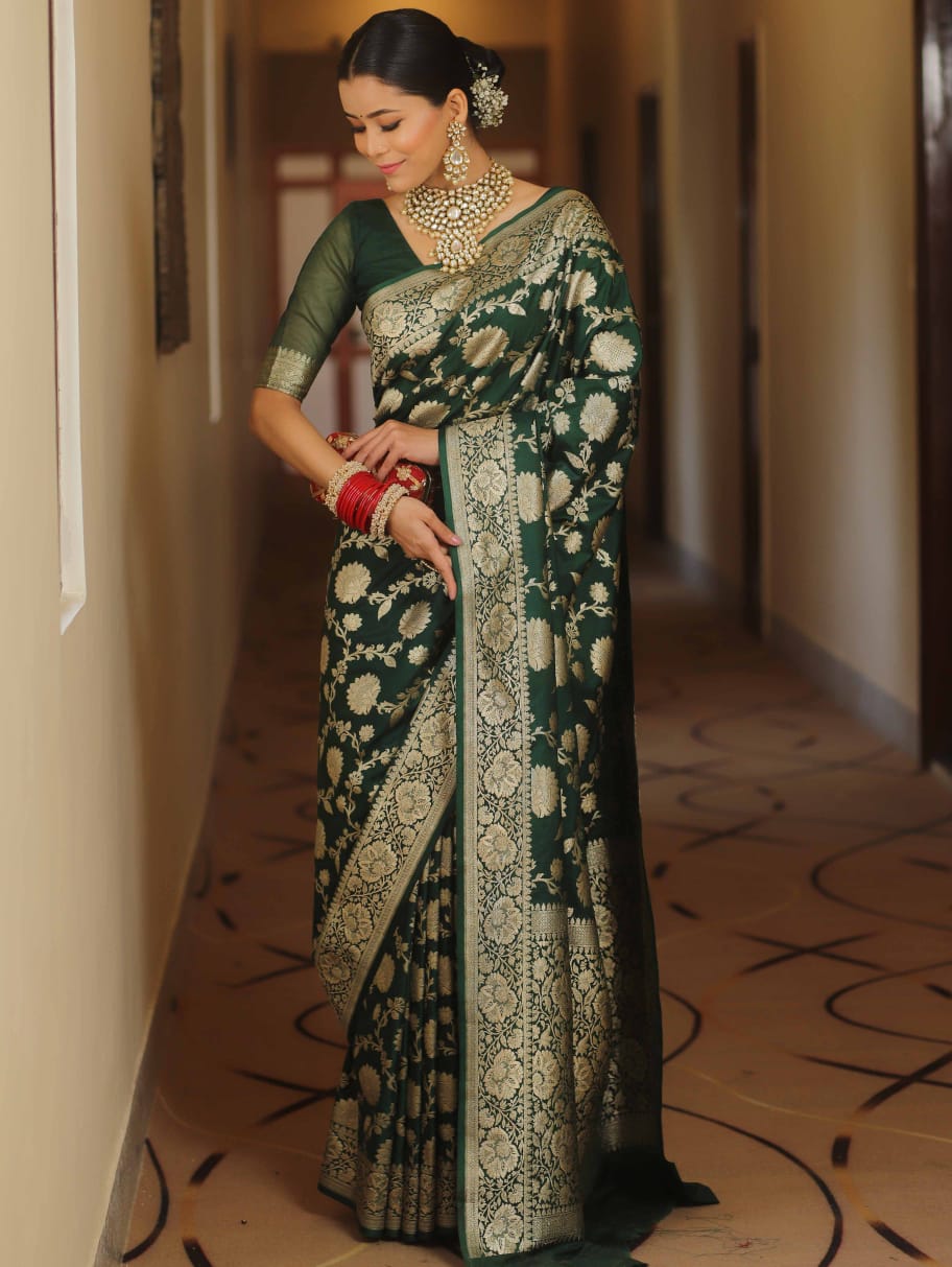 Soft Lichi Green Jacquard Saree