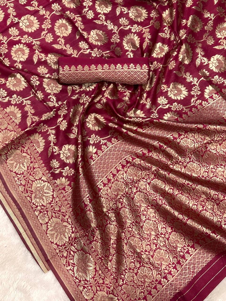 Soft Lichi Maroon Jacquard Saree