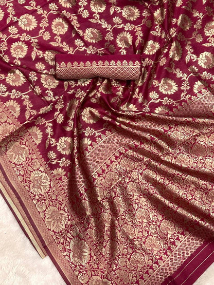 Soft Lichi Maroon Jacquard Saree