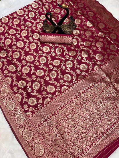 Soft Lichi Maroon Jacquard Saree