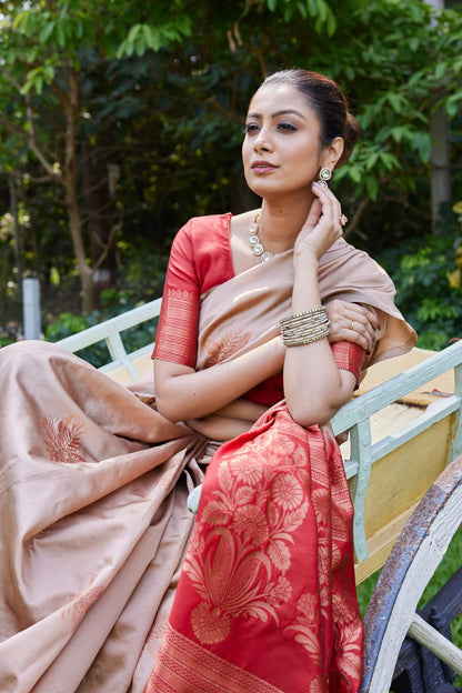 Soft Lichi Silk Saree with Premium Zari Border