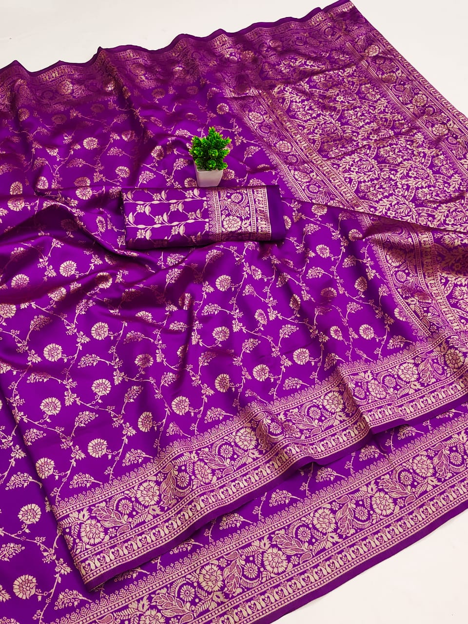 Purple Soft Lichi Jacquard Saree