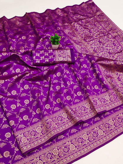 Purple Soft Lichi Jacquard Saree