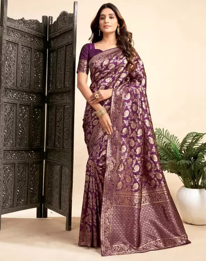 Soft Lichi Silk Saree with Heavy Zari Woven Design