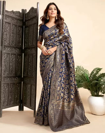 Soft Lichi Silk Saree with Rich Zari Banarasi Work