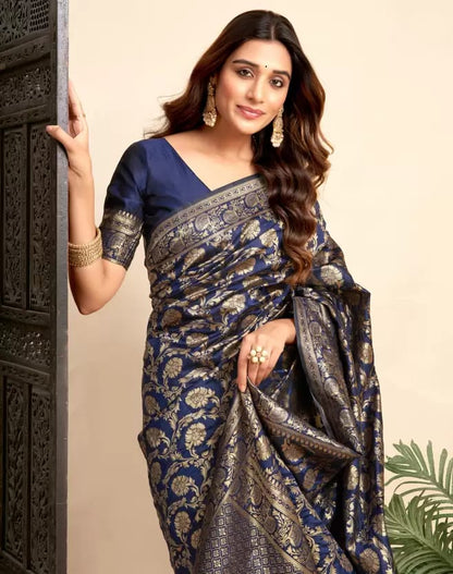 Soft Lichi Silk Saree with Rich Zari Banarasi Work