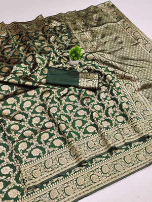Soft Lichi Silk Saree with Heavy All-Over Zari Work