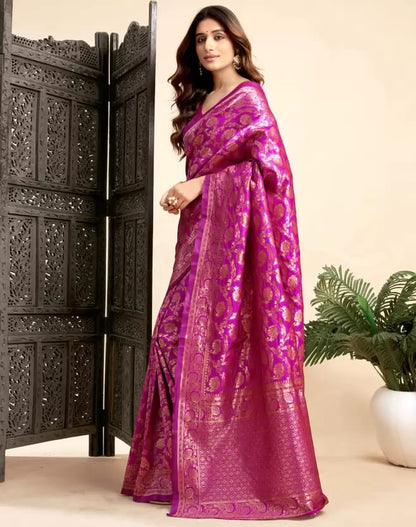 Soft Lichi Silk Saree with Heavy Banarasi Zari Work