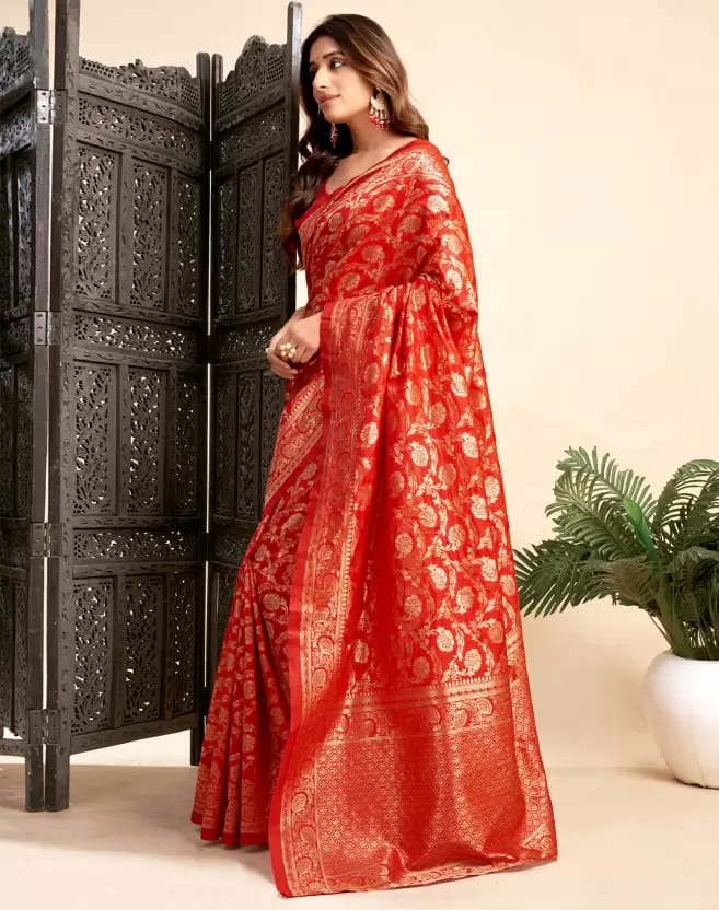 Soft Lichi Silk Saree with Rich Zari Banarasi Border