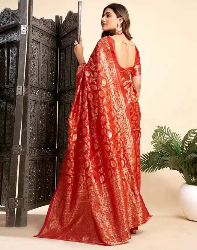 Soft Lichi Silk Saree with Rich Zari Banarasi Border