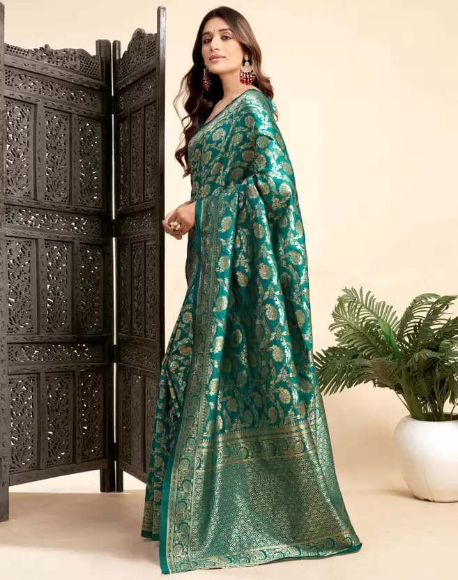 Soft Lichi Silk Saree with Rich Banarasi Zari Work